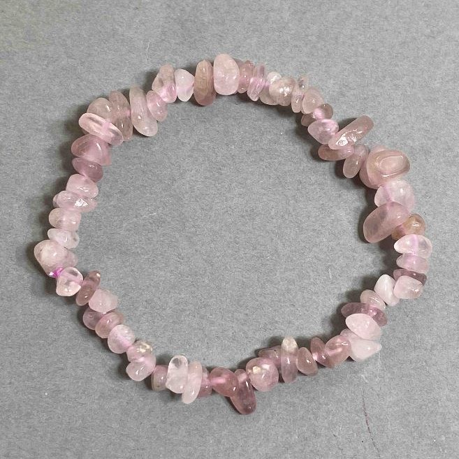 Bracelet with natural stone Pink Quartz chip, diameter 7×3 (+-) mm, length 18 cm