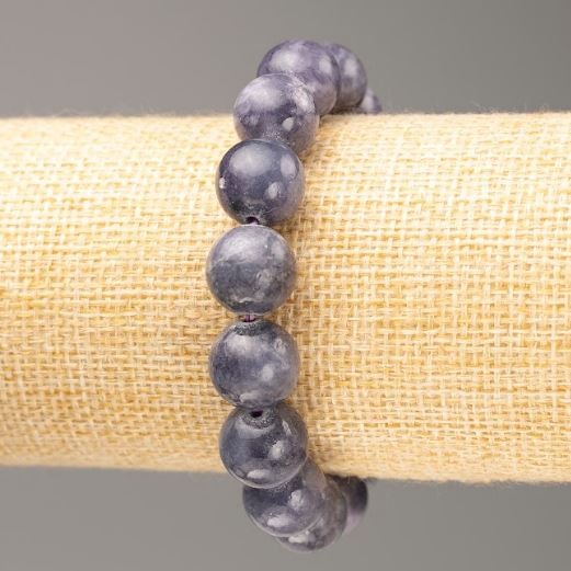 Elastic Bead Bracelet with Amethyst (synthetic acrylic) Smooth round beads, 12.5 mm diameter, length 18 cm