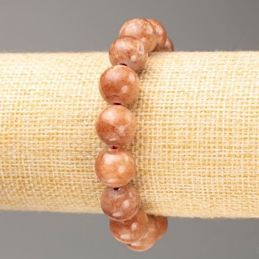 Elastic Bracelet with Selenite (artificial acrylic) smooth beads, diameter 12.5 mm ±, length 18 cm ±