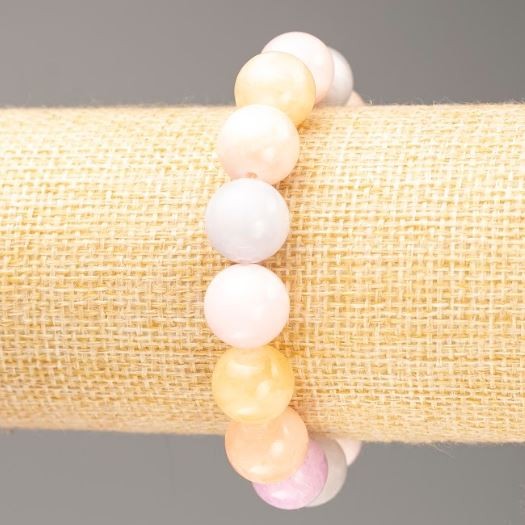 Bracelet on elastic band - Morganite (artificial acrylic) smooth beads, diameter 12.5 mm ±, length 18 cm ±