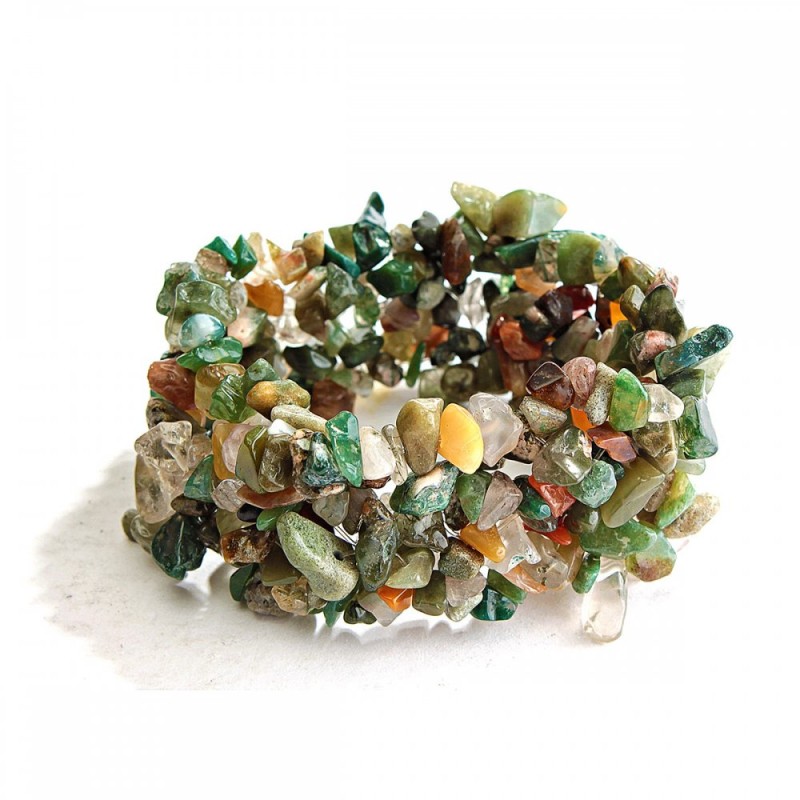 Multicolor Jasper "Stone Chip" Bracelet on Elastic Band