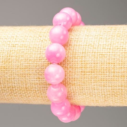 Strawberry Quartz Bead Bracelet on Elastic (artificial acrylic) Smooth Round Beads, diameter 12.5 mm±, length 18 cm±