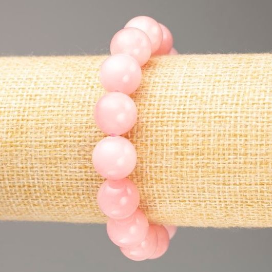 Bracelet on elastic Pink Quartz (imitation acrylic) smooth bead, diameter 12.5 mm±, length 18 cm±