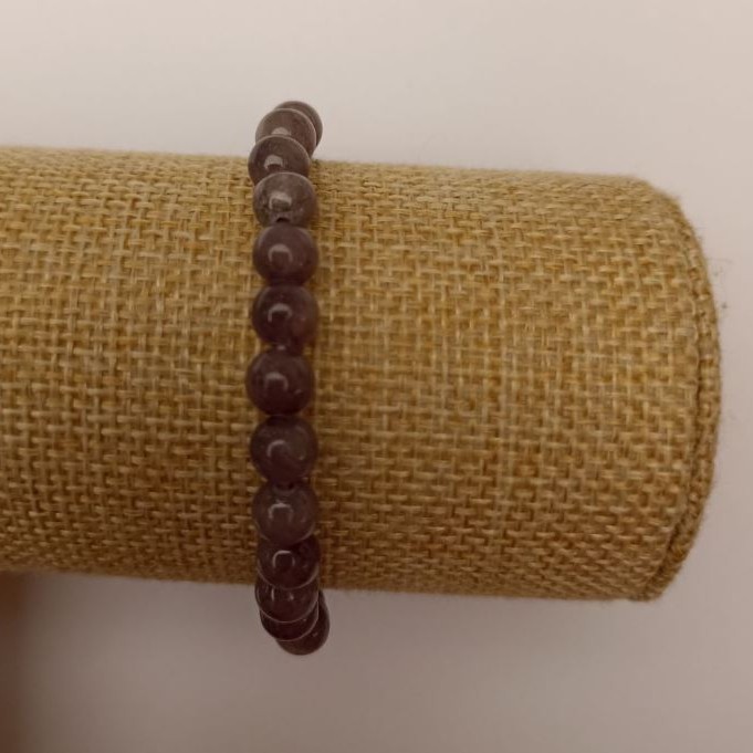 Bracelet on elastic Banded Quartz (imitation acrylic) dark gray smooth bead, diameter 6.5 mm±, length 18 cm±