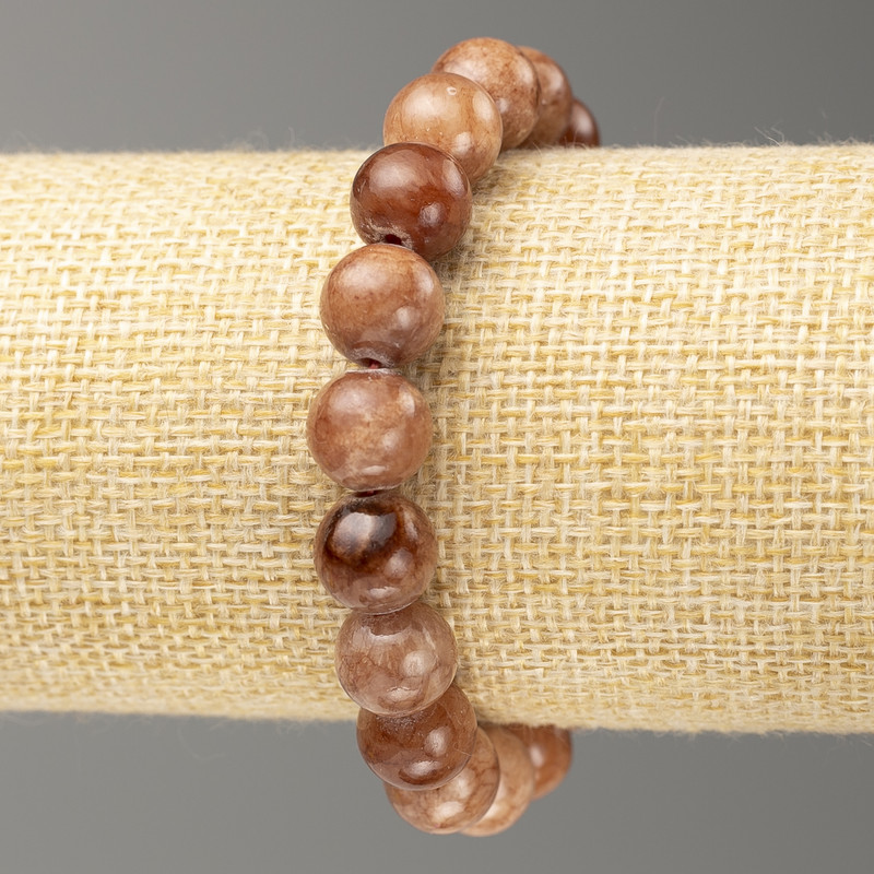 Elastic Bracelet with Howlite (Acrylic) Smooth Bead, 10mm diameter ±, length 18cm±