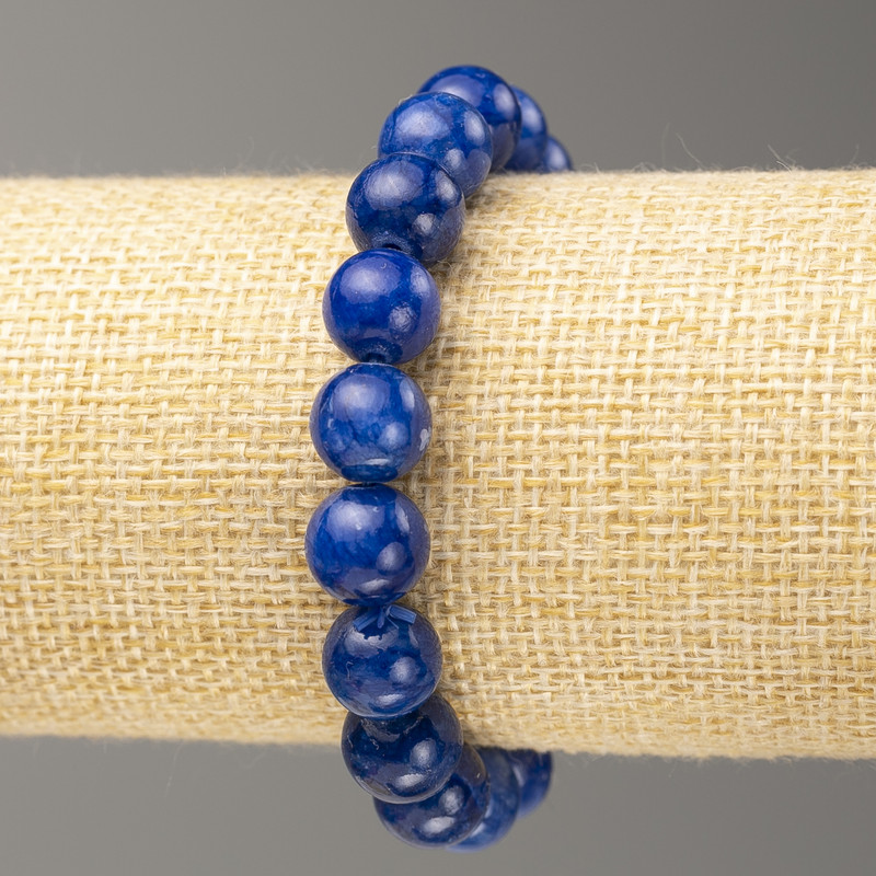 Elastic-Loom Bracelet with Lapis Lazuli (Artificial Acrylic) Smooth Bead, 10mm Ø, Length 18cm