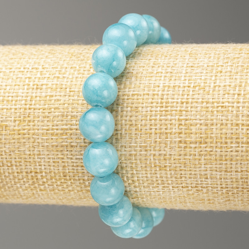 Bracelet on elastic cord Aquamarine (imitation acrylic) smooth beads, diameter 10mm +-, length 18cm+