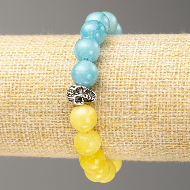Bracelet on elastic Ukraine Citrine Aquamarine (artificial acrylic) smooth bead, diameter 10mm +-, length 18cm+