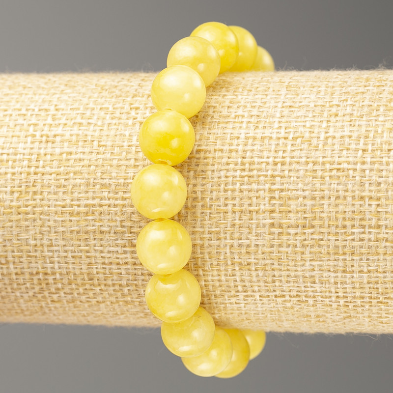 Elastic Citrine Beaded Bracelet (Plastic/ Acrylic) Smooth Bead, 10mm diameter, length 18cm ±