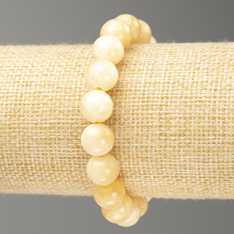 Elastic Bracelet Imitation Pearl Balamut (artificial acrylic) smooth bead, diameter 10mm +-, length 18cm+