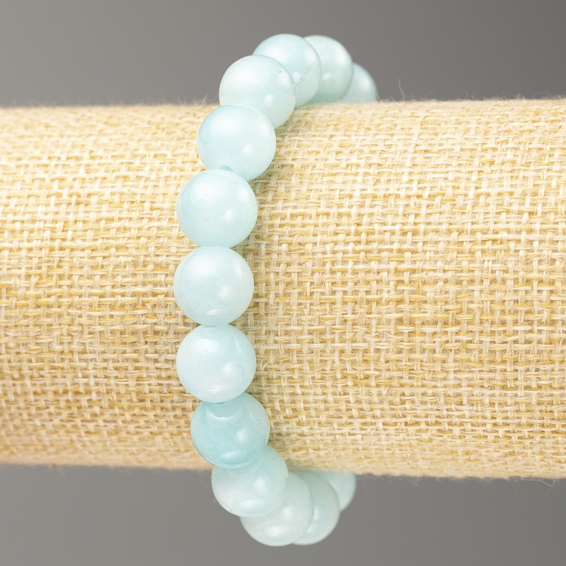 Elastic Bracelet Aquamarine (artificial acrylic) smooth beads, 10mm diameter +-, length 18cm+