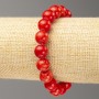 Elastic Bracelet Red Coral (imitation acrylic) smooth bead, 10mm diameter ±, length 18cm ±