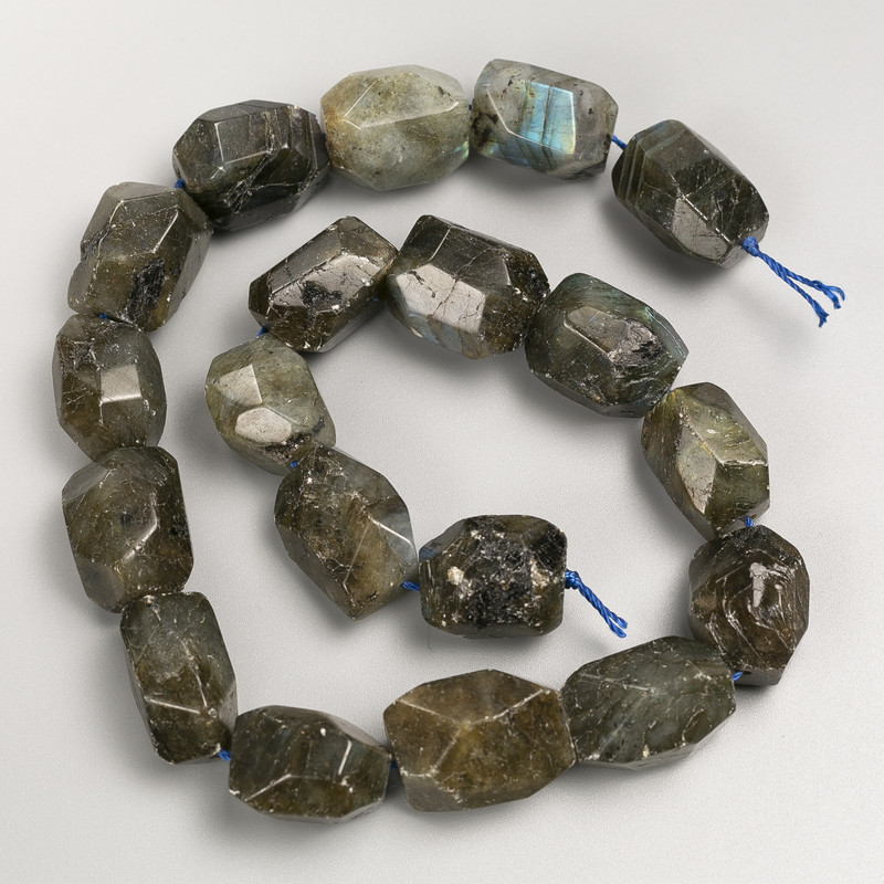 Clearance! Labradorite Faceted Beads on Thread Natural Stone Beads, 15x20mm, length 39cm