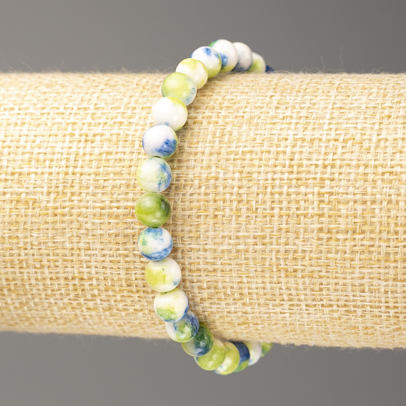 Bracelet Oceanic Jadeite Blue-Green White Oceanic - Acrylic (artificial) 6mm diameter ±, length 18cm ±, smooth beads on elastic
