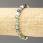 Bracelet in oceanic jade blue pink green white - artificial acrylic, 6mm diameter, length 18cm, smooth beads on elastic