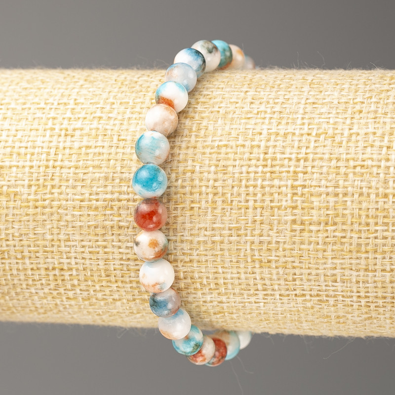 Bracelet Oceanic Jadeite Blue-brown White Oceanic Jade (artificial acrylic), diameter 6mm +-, length 18cm+- smooth bead on elastic