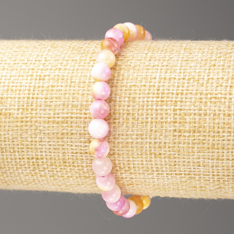 Bracelet Oceanic Jade (Imitation Jade) Acrylic Beads, 6mm diameter, length 18cm, smooth round beads on elastic