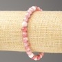 Strawberry-White Oceanic Jade Bracelet (artificial acrylic beads), 6mm ± diameter, 18cm ± length, smooth round beads on elastic