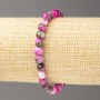 Bracelet with Imitation Jade in Raspberry-Green-Grey Oceanic Nepherite (artificial acrylic), diameter 6mm ±, length 18cm ± smooth beads on elastic