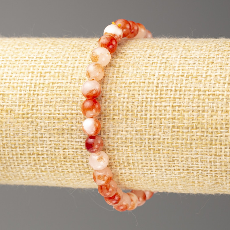 Bracelet White-Varied Oceanic Jade (artificial acrylic beads), diameter 6mm ±, length 18cm ± smooth beads on elastic