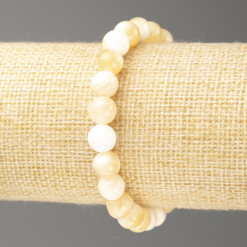 Bracelet Pearlized Balmlalut (plastic acrylic bead), diameter 8mm +-, length 7.09in +- smooth bead on elastic