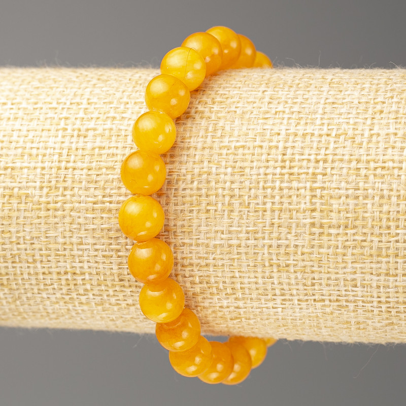 Bracelet Amber (artificial acrylic), diameter 8mm +-, length 18cm+-, smooth bead on elastic