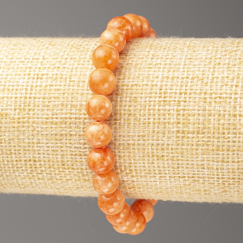 Bracelet Orange Coral (plastic acrylic beads), diameter 8mm ±, length 7.1in ±, smooth beads on elastic