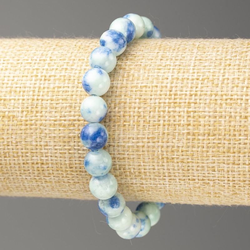 Bracelet, blue-blue oceanic Jade (artificial acrylic beads), diameter 8mm ±, length 18cm ±, smooth beads on elastic