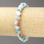 Bracelet blue-gold white oceanic Jade (artificial acrylic beads), diameter 8mm +-, length 18cm+-, smooth round beads on elastic