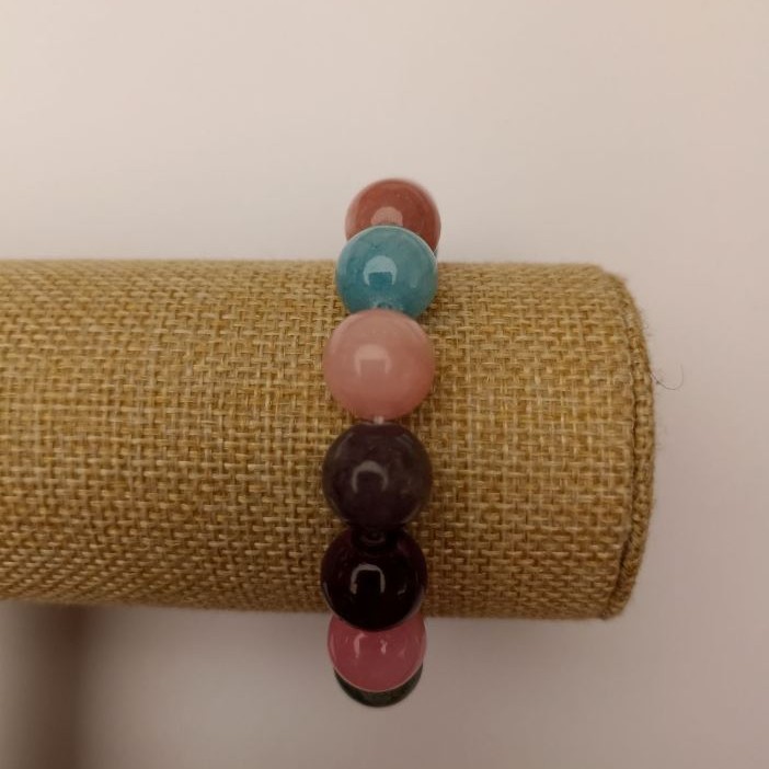 Bracelet on elastic Tonered quartz Assorted (artificial acrylic) smooth bead, diameter 12.5 mm±, length 18 cm±