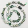 Moss Agate Beads on Thread Natural Stone, tumbled, d 8×13-6×8 mm, length 40 cm