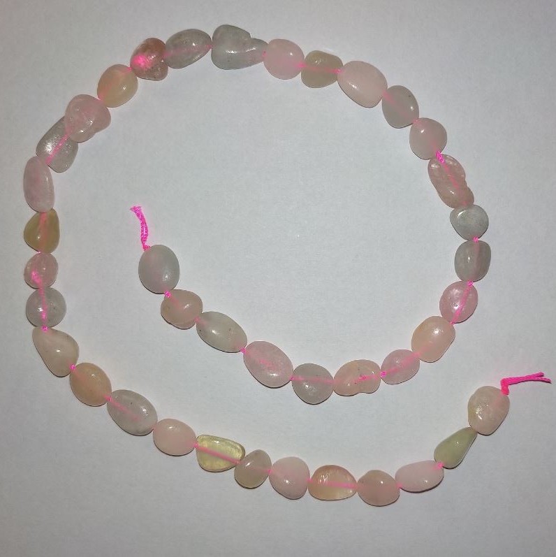 Morganite Beads on Thread, tumbled, natural stone, diameter 9×12 mm, length 41 cm
