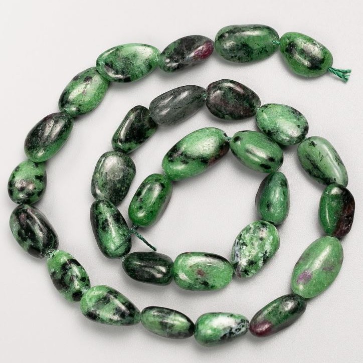 Zoisite Beads on Thread, Tumbled, 15x9mm, length 41 cm