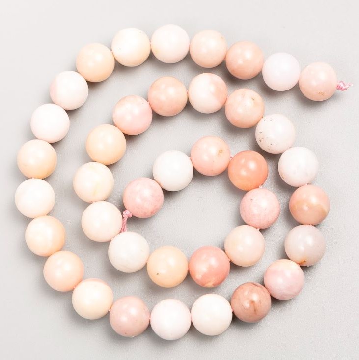 Beads on a Thread Pink Opal Smooth Ball 10mm Diameter, 38cm Length +