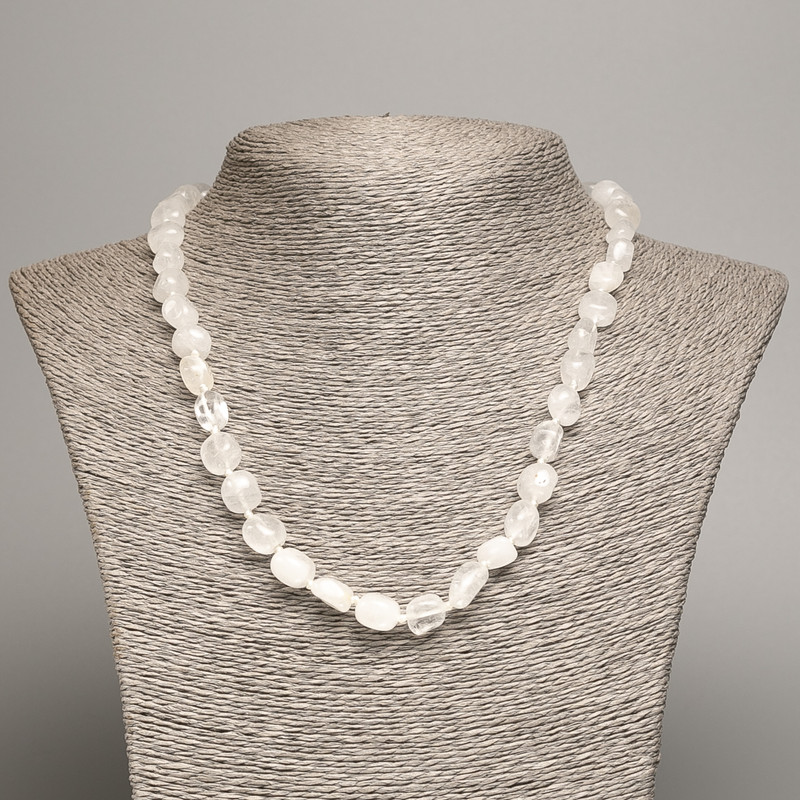 Necklace made of Stone Mountain Crystal and White Quartz, faceted, diameter 5x8-10mm, length 50cm