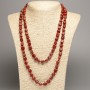 Long Necklace with Red Jasper Beads, faceted, 5x8-10 mm, length 110 cm