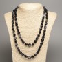 Long necklace with blue aventurine sand (synthetic) faceted, diameter 5×8-10mm ±, length 110cm±