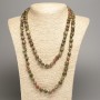 Long Necklace with Unakite Jasper Beads, Faceted, diameter 5x8-10mm, length 110cm