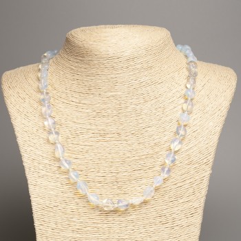 Moonstone (Opalite) Bead necklace, faceted, diameter 8-10mm ±, length 50cm ±