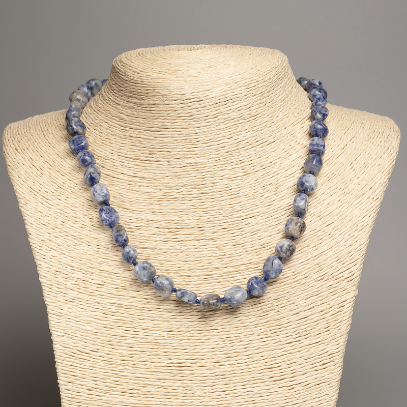 Sodalite Gem Bead Necklace, faceted, diameter 5×8-10mm, length 50cm