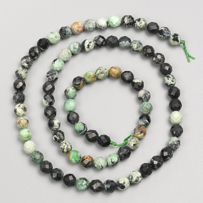 Chrysocolla Beads, Faceted Stone on Thread, 5 mm Diameter, 38 cm+ Length