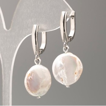 Baroque Pearl Earrings, diameter 16 and 4 mm + -, length 37 mm + - with benzine tint