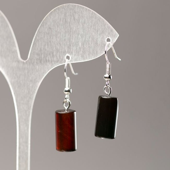 Agate Cylinder Earrings, 15.5×8 mm diameter
