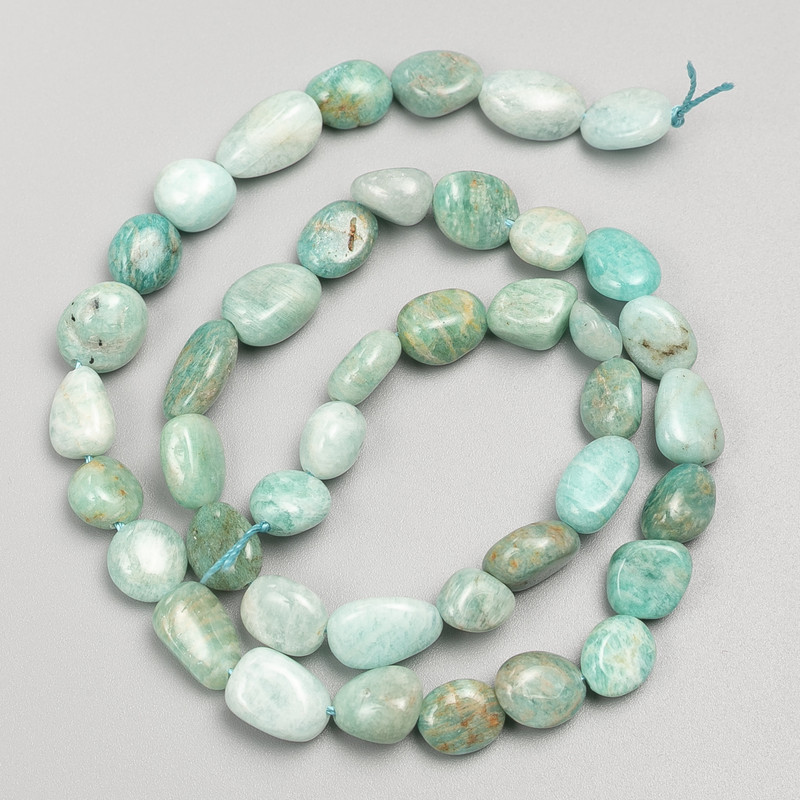Amazonite Beads, faceted on thread, 10x8 mm, length 40 cm