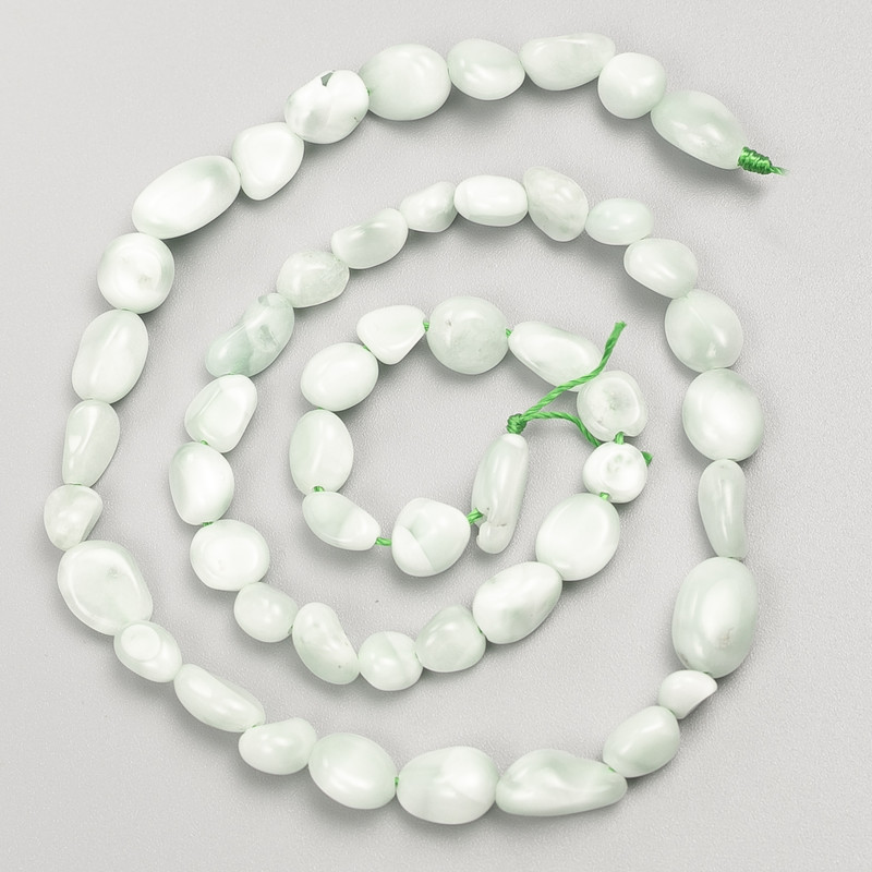 Angelite Green Beads on Thread, faceted, diameter 7x7mm ±, thread length 38cm ±