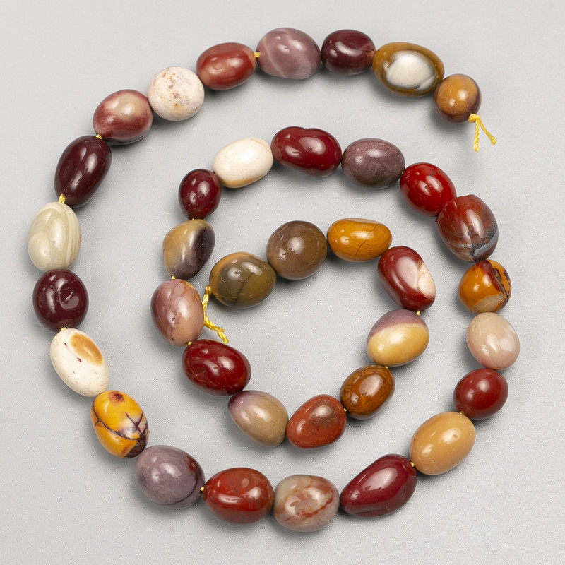 Jasper Beads Mikait (Mookaite) Tumbled on Thread, 10x12mm±, 40cm± Length