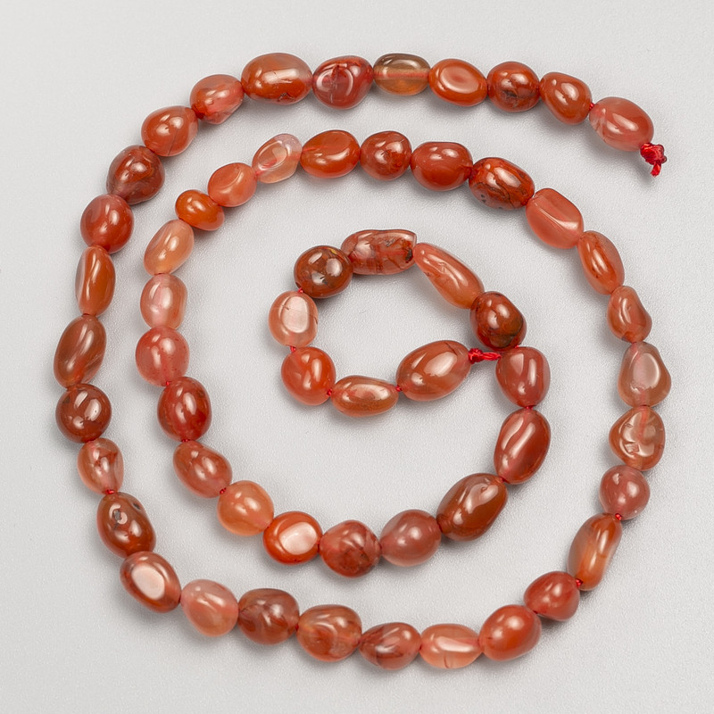 Carnelian Stone Faceted Beads on Thread, 6x7mm diameter, 40cm length