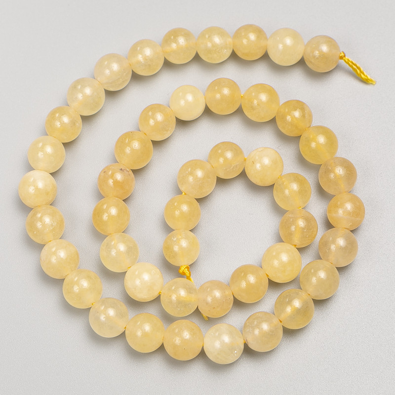 Citrine Beads, smooth round on thread, 8mm diameter ±, length 38cm ±