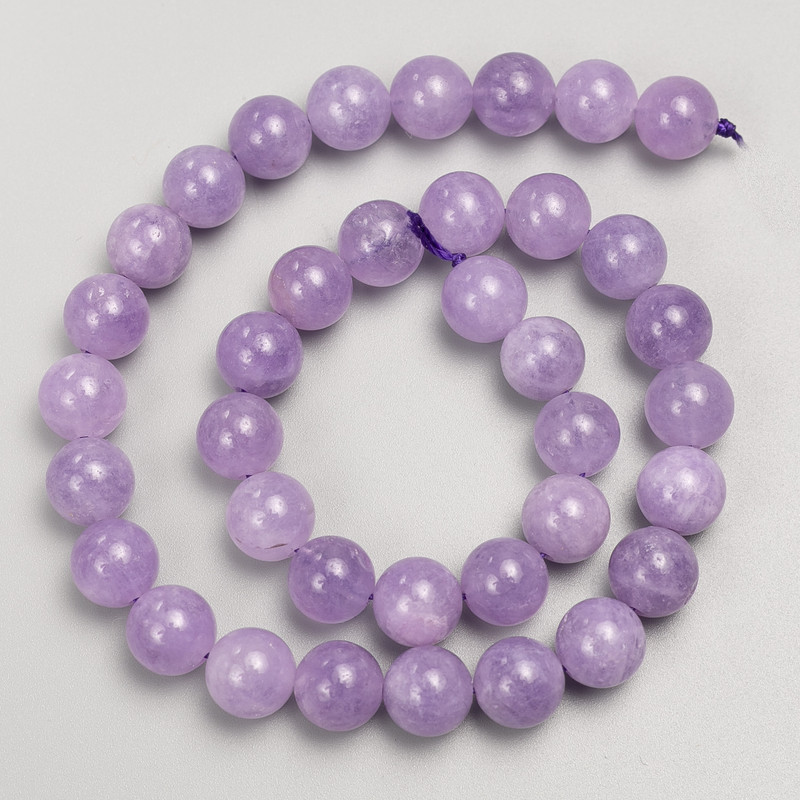 Lavender Amethyst Beads natural stone smooth round bead on thread, diameter 10mm±, length 38cm±