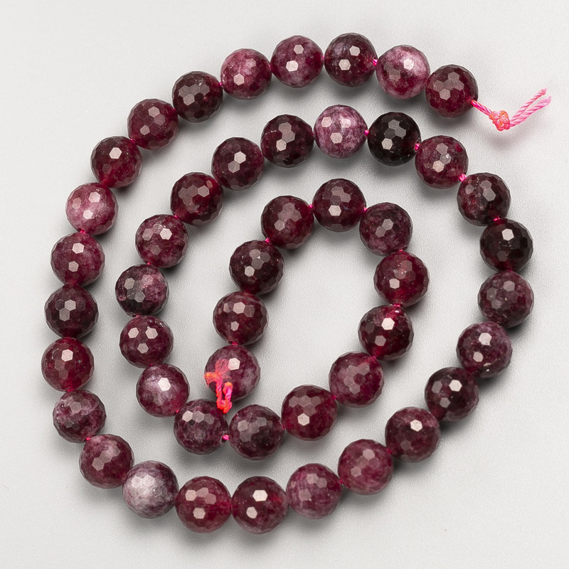 Rutile Tourmaline Beads, Faceted Round 8mm on Thread, Length 38cm